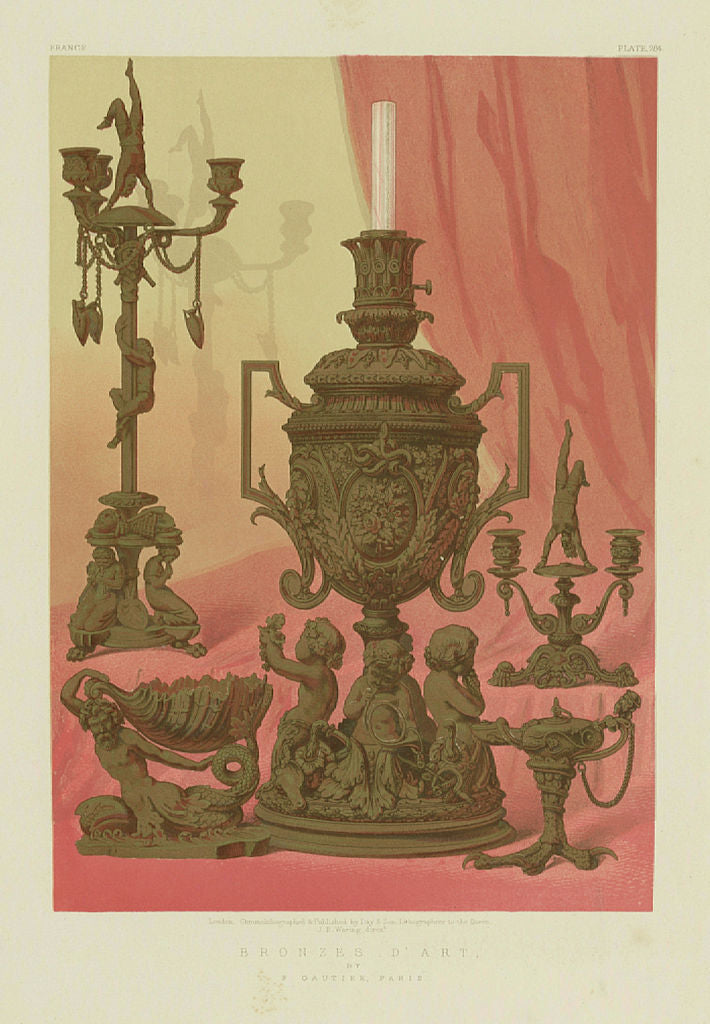 INTERNATIONAL EXHIBITION. Bronze d'Art - F Gautier 1862 old antique print